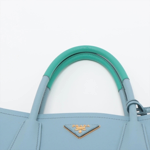 Rare! NEW! Prada Saffiano Cuir Double Handle Medium Tote Aqua TIFFANY BABY BLUE - Picture 7 of 16